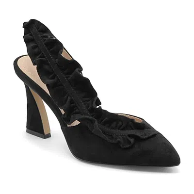 Charles David Lapel Womens Pointed Closed Toe Flared Heel Pumps In Black