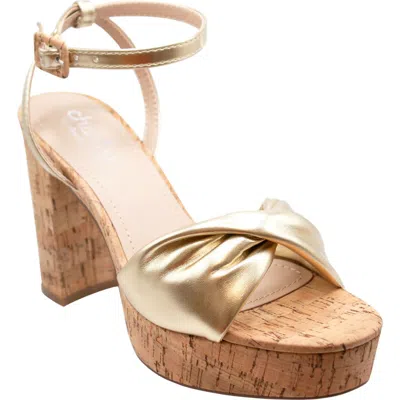 Charles David Madelina Ankle Strap Platform Sandal In Gold