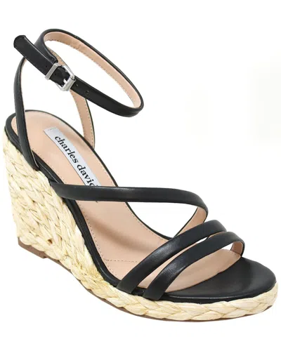 Charles David Rylee Leather Wedge Sandal In Black