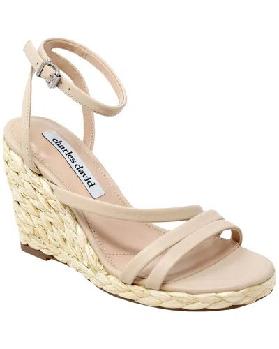 Charles David Rylee Leather Wedge Sandal In Neutral