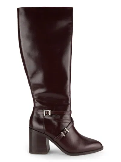CHARLES DAVID WOMEN'S JACOBY 83MM BLOCK HEEL LEATHER KNEE BOOTS
