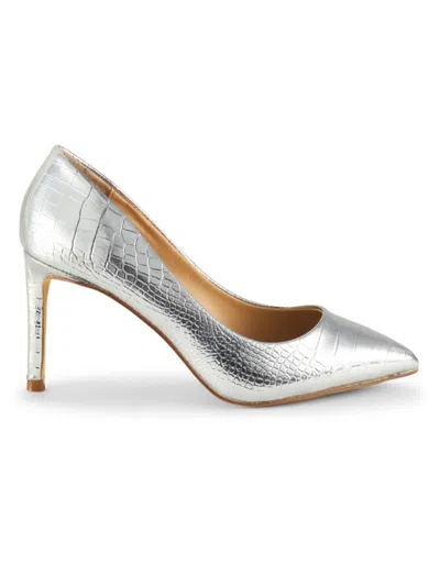 Charles David Women's Metallic Croc Embossed Pumps In Silver