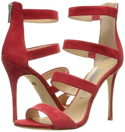 Charles David Women's Olina Suede Leather Strappy Stiletto Heel Sandals In Red