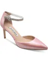 Charles David Womens Leather Rhinestones Ankle Strap In Pink