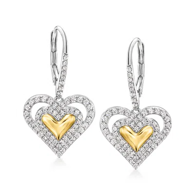 Charles Garnier "serena" .80 Ct. T.w. Cz Heart Drop Earrings In Sterling Silver And 18kt Gold Over Sterling In Metallic