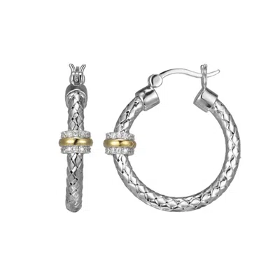 Charles Garnier Women's Cubic Zirconia Station Hoop Earrings In Silver