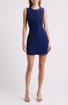 Charles Henry Button-up Minidress In Navy