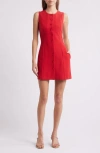 Charles Henry Button-up Minidress In Red