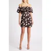 CHARLES HENRY CHARLES HENRY FLORAL RUFFLE OFF THE SHOULDER MINIDRESS