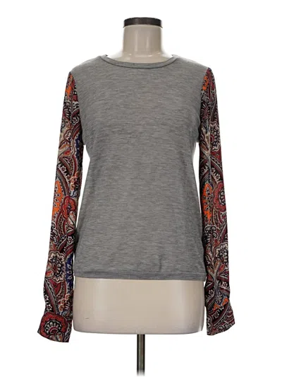 Pre-owned Charles Henry Long Sleeve Top Gray Crew Neck Tops