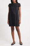 Charles Henry Pintuck Cotton Minidress In Black