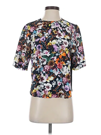 Pre-owned Charles Henry Short Sleeve Blouse In Black