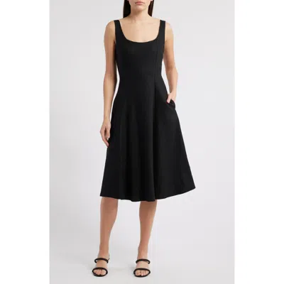 Charles Henry Sleeveless Fit & Flare Dress In Black