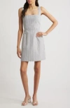 Charles Henry Stripe Sleeveless A-line Minidress In Black