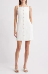 Charles Henry Textured Stripe Cotton Minidress In White