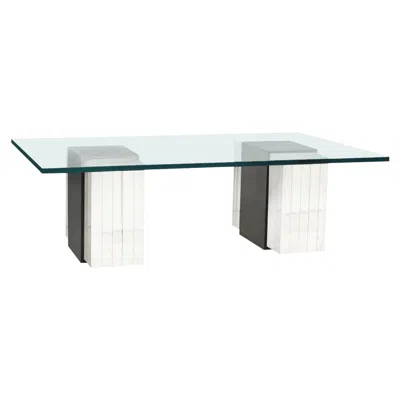 Pre-owned Charles Hollis Jones Style Lucite & Glass Cocktail Table In Gray