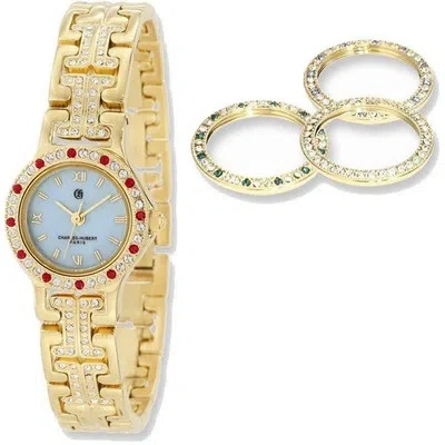Pre-owned Charles-hubert Charles Hubert Gold-finish Mop Dial With 4 Color Bezels Watch