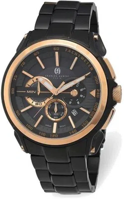 Pre-owned Charles-hubert Charles Hubert Ip Black Stainless Steel Chronograph Black Dial Watch Xwa6035