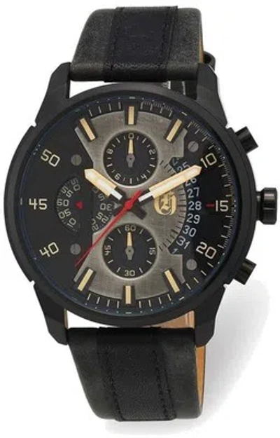 Pre-owned Charles-hubert Charles Hubert Ip Black Stainless Steel Chronograph Black Dial Watch Xwa6038