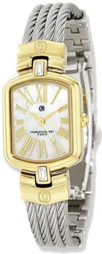 Pre-owned Charles-hubert Charles Hubert Ip-plated Stainless Steel Wire Bangle Mop Dial Watch