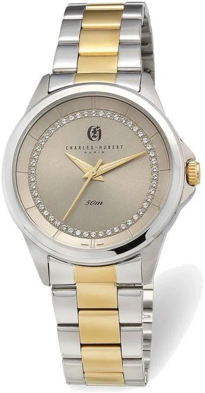 Pre-owned Charles-hubert Charles Hubert Ladies 2-tone Stainless Light Gold-tone Crystal Dial Watch