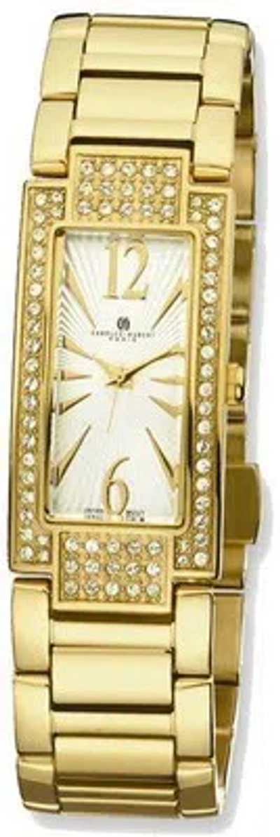 Pre-owned Charles-hubert Ladies Charles Hubert Ip-plated Crystal White Dial 21x46mm Watch
