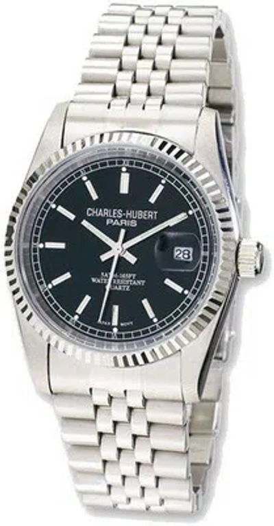 Pre-owned Charles-hubert Ladies Charles Hubert Stainless Steel 26mm Black Dial Watch