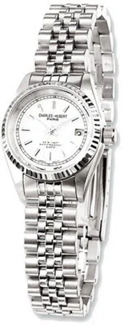 Pre-owned Charles-hubert Ladies Charles Hubert Stainless Steel 26mm Off White Dial Watch
