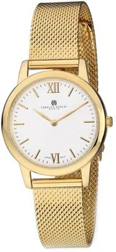 Pre-owned Charles-hubert Ladies Charles Hubert Stainless Steel Silver-tone Dial Mesh Band Watch Xwa5538