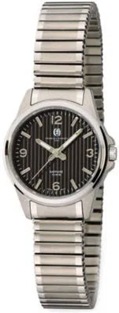 Pre-owned Charles-hubert Ladies Charles Hubert Titanium Black Dial Expansion Band Watch