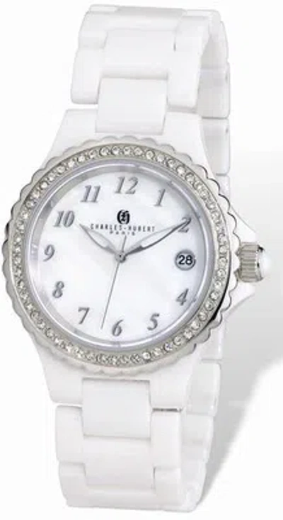 Pre-owned Charles-hubert Ladies Charles Hubert White Ceramic 38mm Watch