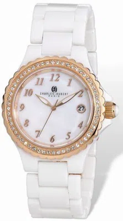 Pre-owned Charles-hubert Ladies Charles Hubert White Ceramic 38mm Watch