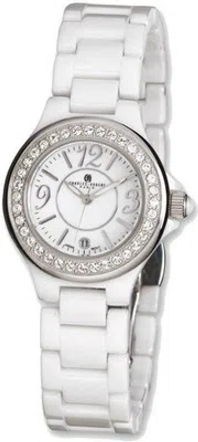 Pre-owned Charles-hubert Ladies Charles Hubert White Ceramic Crystal Bezel Watch