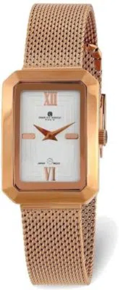 Pre-owned Charles-hubert Charles Hubert Ladies Pink Finish Mesh Band White Dial Watch