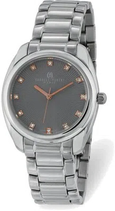 Pre-owned Charles-hubert Charles Hubert Ladies Stainless Steel Grey Crystal Dial Watch