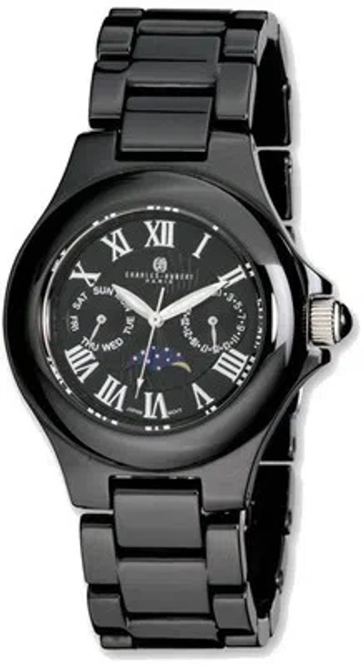 Pre-owned Charles-hubert Mens Charles Hubert Black Ceramic Multifunction Watch