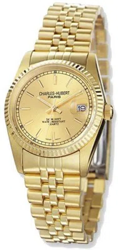 Pre-owned Charles-hubert Mens Charles Hubert Ip-plated Gold-tone Dial Watch