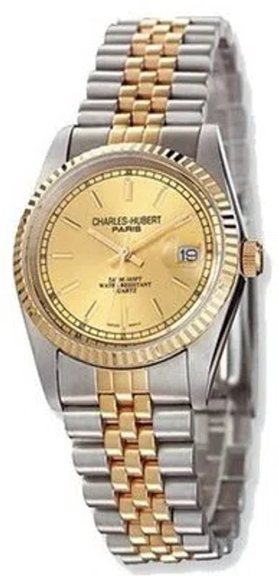 Pre-owned Charles-hubert Mens Charles Hubert Ip-plated Two-tone Gold-tone Dial Watch