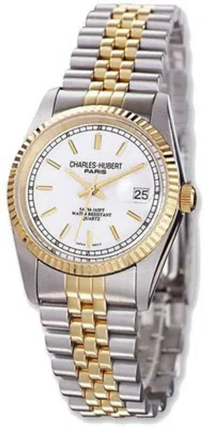 Pre-owned Charles-hubert Mens Charles Hubert Ip-plating Off White Dial Watch