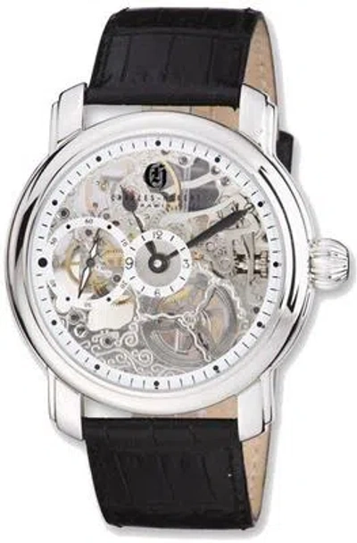 Pre-owned Charles-hubert Mens Charles Hubert Leather Band Skeleton Dial Handwind Watch