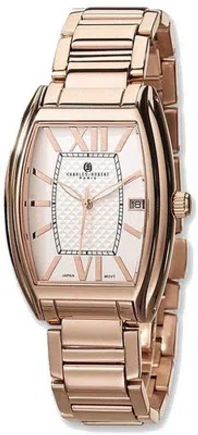 Pre-owned Charles-hubert Mens Charles Hubert Rose Ip-plated Stainless Steel 32x36mm Watch