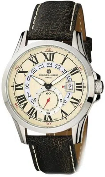 Pre-owned Charles-hubert Mens Charles Hubert Stainless Steel Beige Dial Watch