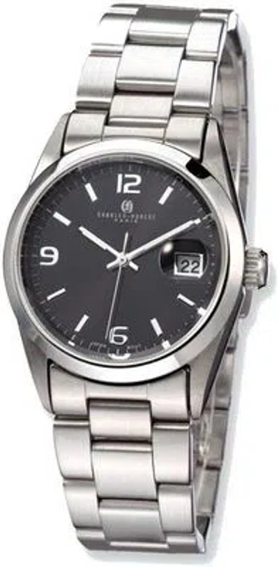Pre-owned Charles-hubert Mens Charles Hubert Stainless Steel Black Dial Watch