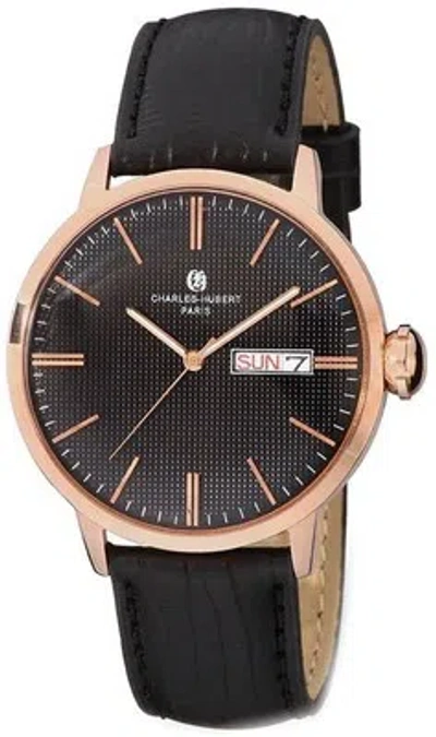 Pre-owned Charles-hubert Mens Charles Hubert Stainless Steel Black Dial Watch Xwa5529