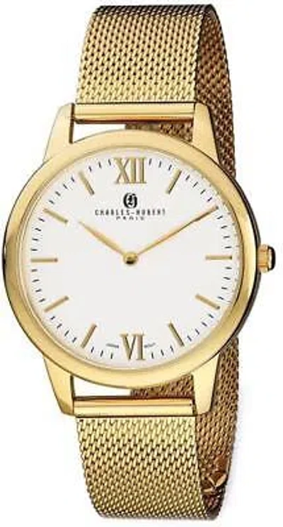 Pre-owned Charles-hubert Mens Charles Hubert Stainless Steel Silver-tone Dial Mesh Band Watch Xwa5537