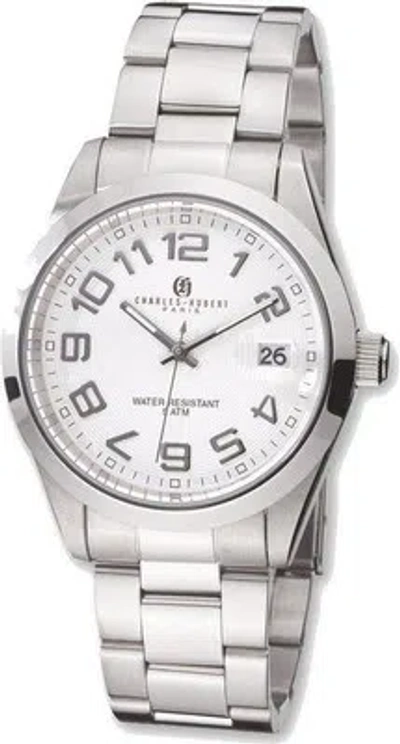 Pre-owned Charles-hubert Mens Charles Hubert Stainless Steel White Dial Watch