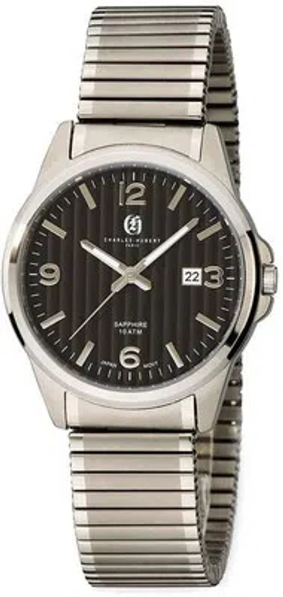 Pre-owned Charles-hubert Mens Charles Hubert Titanium Black Dial Expansion Band Watch