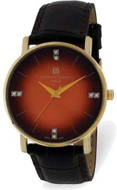 Pre-owned Charles-hubert Charles Hubert Mens Stainless Steel Orange Dial Watch