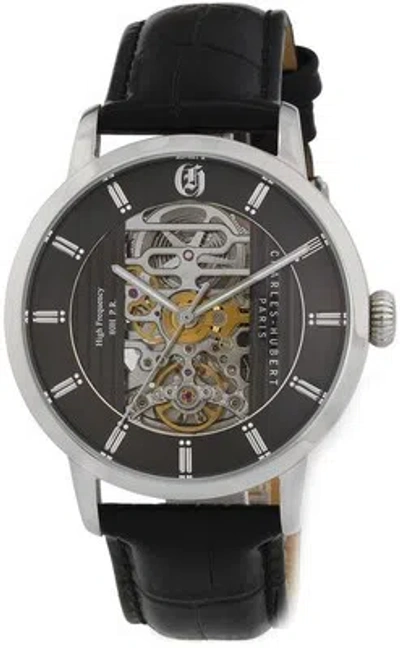 Pre-owned Charles-hubert Charles Hubert Stainless Black Skeleton Dial Automatic Watch