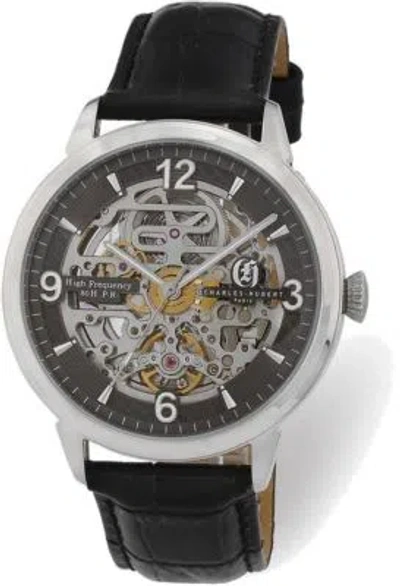 Pre-owned Charles-hubert Charles Hubert Stainless Steel Black Skeleton Dial Automatic Watch